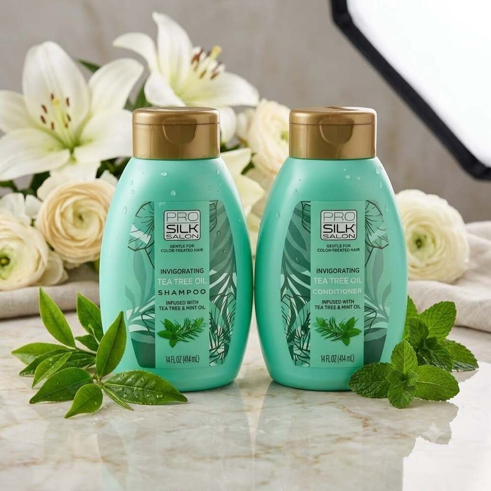 Pro Silk Salon Invigorating Tea Tree Oil Shampoo and Conditioner 14 oz Set